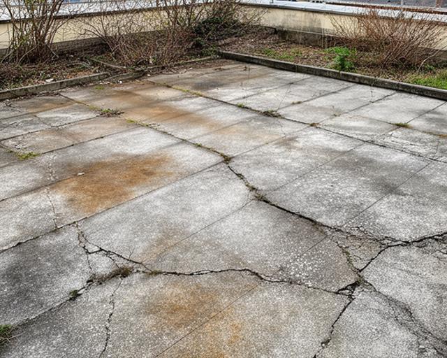 Alte Terrassenfläche in Hietzing mit rissigem Belag und wenig Nutzfläche vor der Umgestaltung